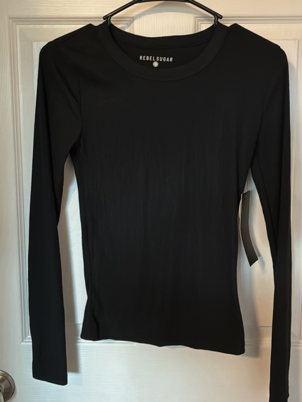 Rebel Sugar Black Long Sleeve Crew Neck Top